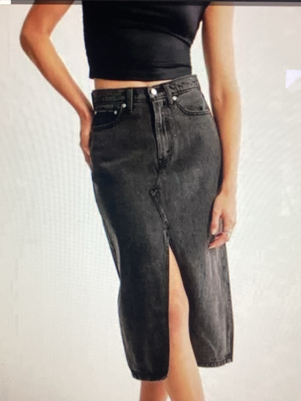 ✨️ Abercrombie Charcoal Gray Denim Midi Skirt with Front Pocket ✨️ SALE!